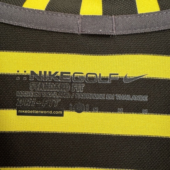 Men's Nike Golf Dri-Fit Short Sleeve Polo, Size Medium, Black & Yellow Striped - Picture 10 of 10